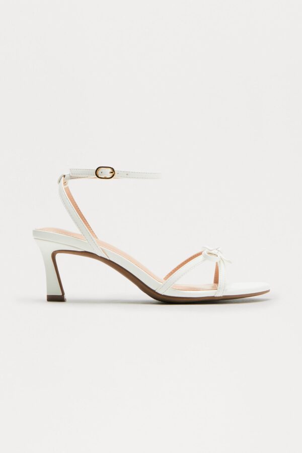 Genevieve Bow Kitten Heels - White