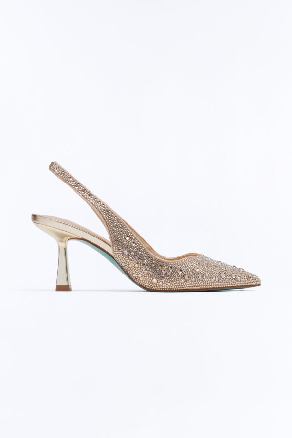 Betsey Johnson Clark Rhinestone Sling Back Pumps - Gold