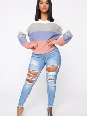 Ivory Pullover with colorblock
