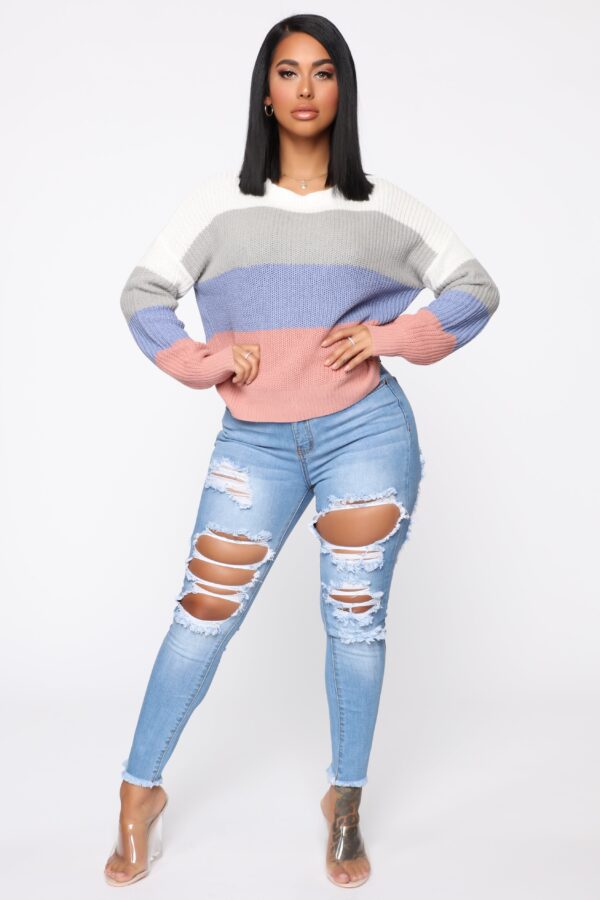 Ivory Pullover with colorblock