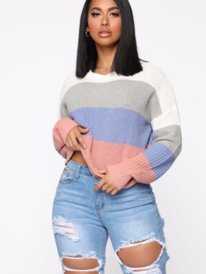 Ivory Pullover with colorblock