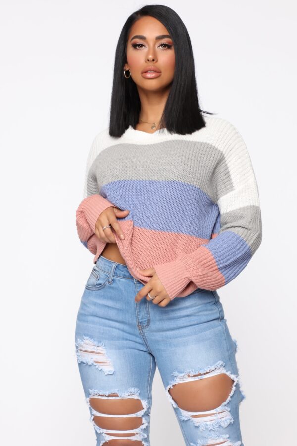 Ivory Pullover with colorblock