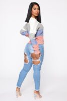 Ivory Pullover with colorblock
