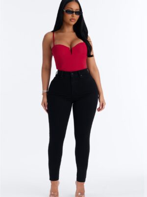 Miami Booty Lifting High Rise Stretch Skinny Jeans - Black