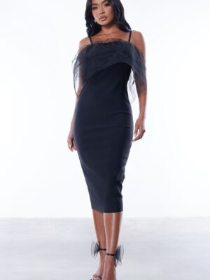 Lourdes Bandage Midi Dress - Black
