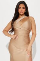 Champagne Dress with one shoulder