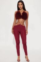Burgundy Jumpsuit with v-neck