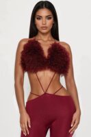 Burgundy Jumpsuit with v-neck