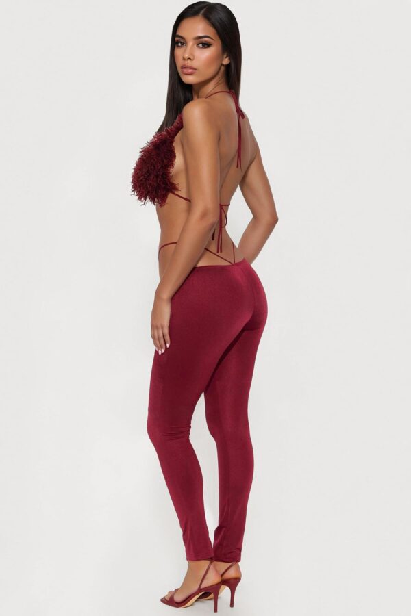 Burgundy Jumpsuit with v-neck