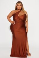 Rust One-Shoulder Dress