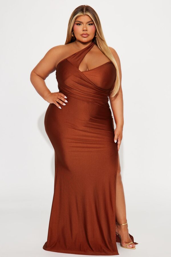 Rust One-Shoulder Dress
