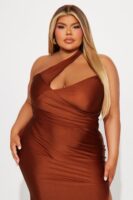 Rust One-Shoulder Dress