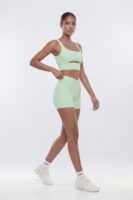 ButterSoft 4″ V Front Ruched Biker Shorts - Cool Mint