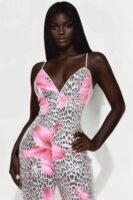 Hailey Floral Sequin Jumpsuit - Leopard