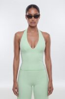 ProStretch™ V Neck Sports Halter Top - Cool Mint