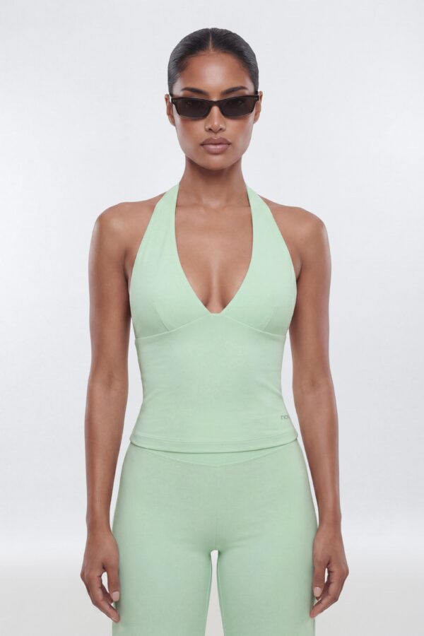 ProStretchâ„¢ V Neck Sports Halter Top - Cool Mint
