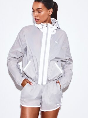 Gray and Silver Jacket with colorblock