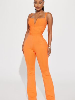 Orange Jumpsuit with v-neck