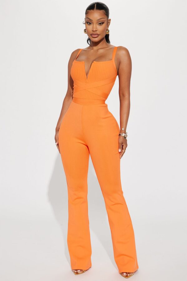 Orange Jumpsuit with v-neck