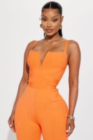 Orange Jumpsuit with v-neck