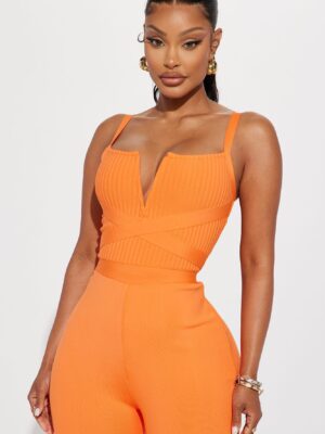 Orange Jumpsuit with v-neck