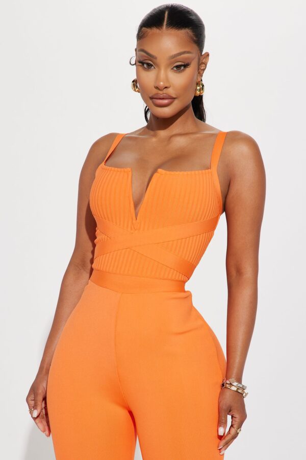 Orange Jumpsuit with v-neck