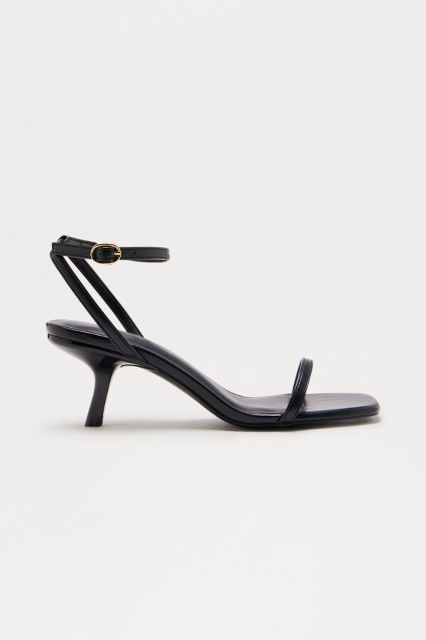 Marlo Ankle Strap Kitten Heels - Black