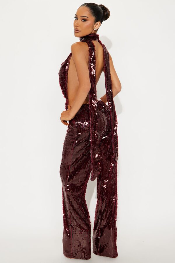 V-Neck Jumpsuit in Burgundy