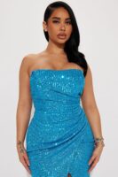 Zeta Sequin Midi Dress - Aqua