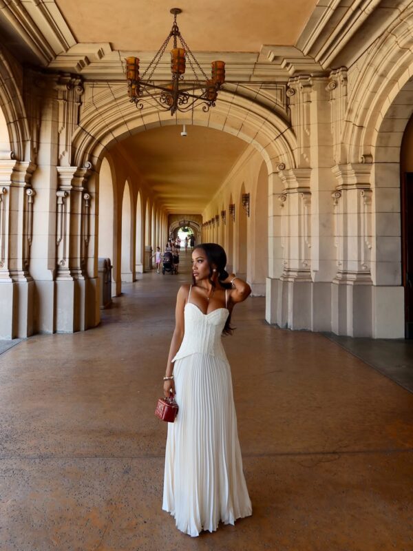 Cream Dress with pleated