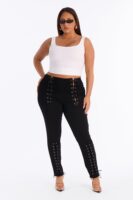 Lexi Lace Up Skinny Pant - Black