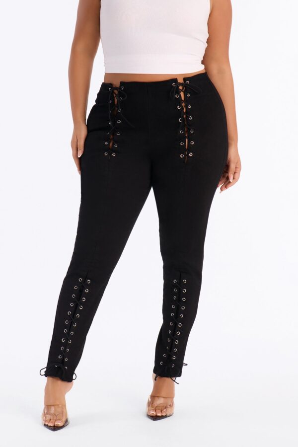 Lexi Lace Up Skinny Pant - Black