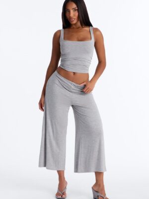 Heather Grey Wide-Leg Set