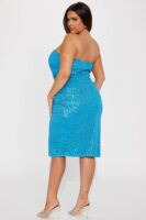 Zeta Sequin Midi Dress - Aqua