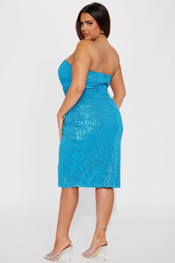 Zeta Sequin Midi Dress - Aqua