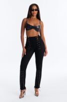 Lexi Lace Up Skinny Pant - Black