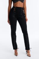 Lexi Lace Up Skinny Pant - Black