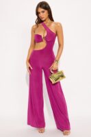 Your Crush One Shoulder Wide Leg Jumpsuit - Magenta