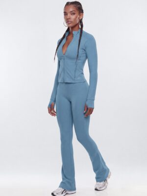Indigo Mock-Neck Jacket