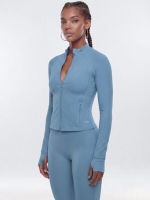 Indigo Mock-Neck Jacket