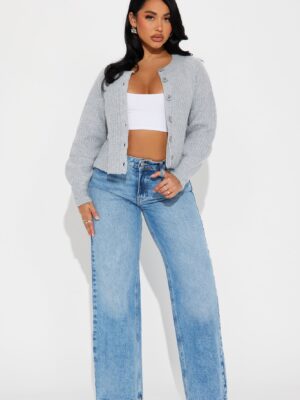 Cropped Cardigan in Gray