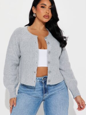 Cropped Cardigan in Gray