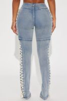 Jaw Dropper Stretch Lace Up Bootcut Jeans - Medium Wash