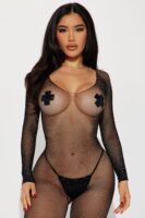 Sparkle And Shine Rhinestone Bodystocking - Black