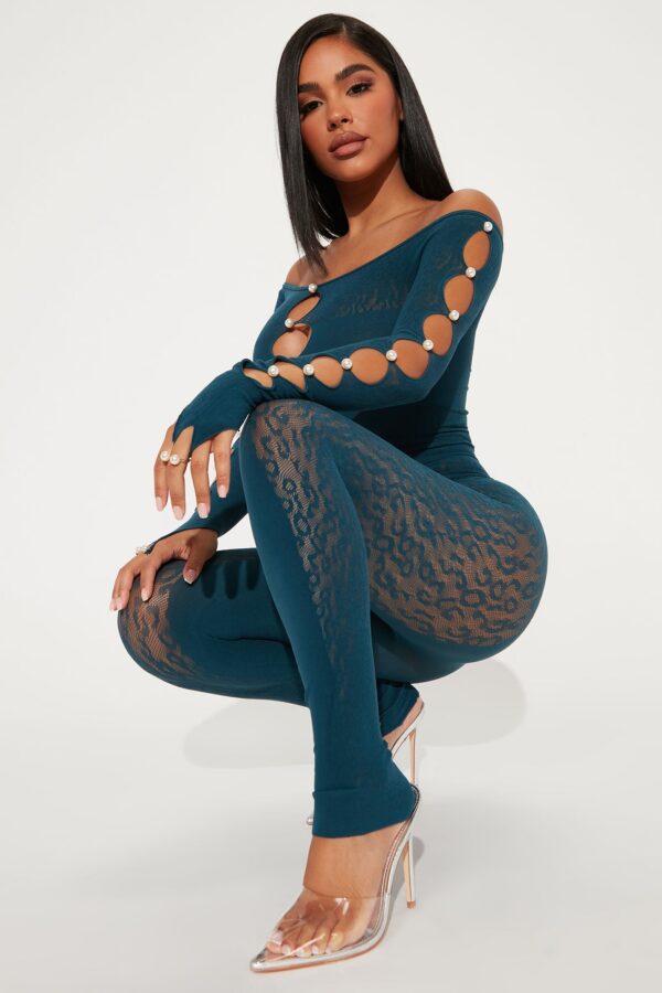 Jumpsuit in Teal 90% nylon