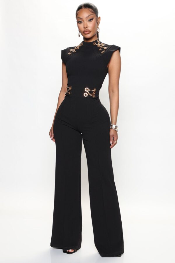 Black Mock-Neck Jumpsuit