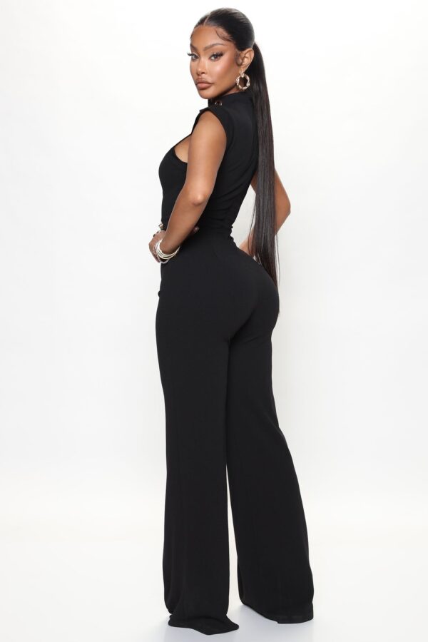 Black Mock-Neck Jumpsuit