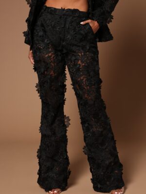 Denise Embroidered Pants - Black