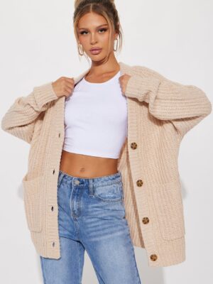 Cardigan in Sand 100% acrylic