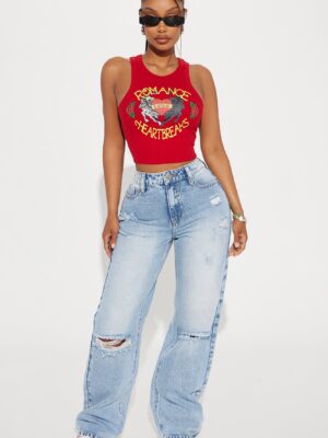 Wondering Why Ripped Straight Leg Jeans - Medium Wash